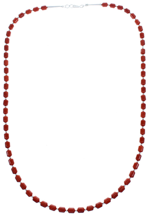 Sterling Silver Coral 24" Bead Necklace KX121070